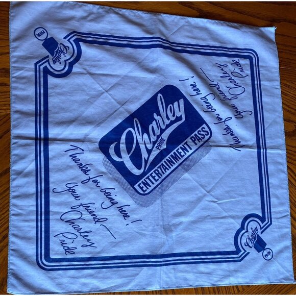 Charley Pride Entertainment Pass Country Music Tour Blue Bandana Handkerchief - Picture 6 of 9